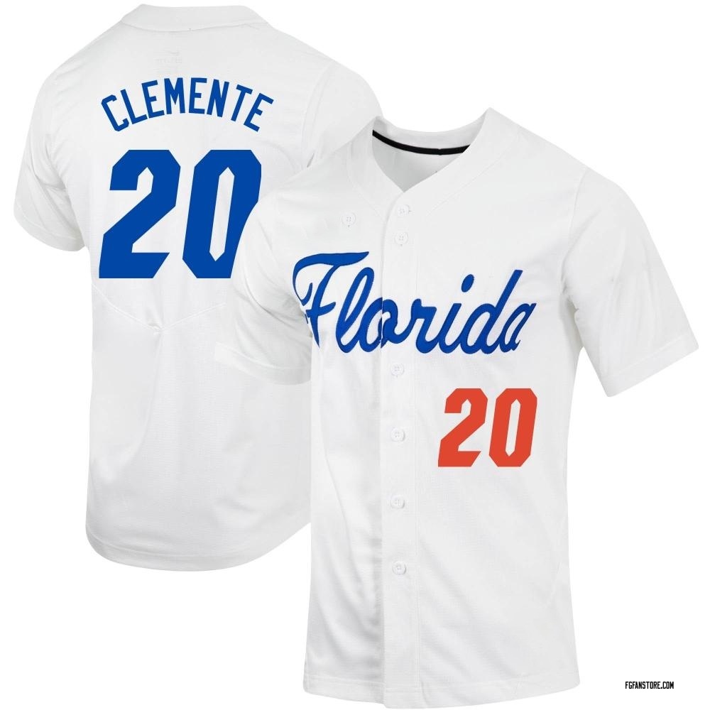 Men's Jake Clemente Florida Gators Replica Full-Button Baseball Jersey - White