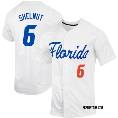 Men's Tyler Shelnut Florida Gators Replica Full-Button Baseball Jersey - White