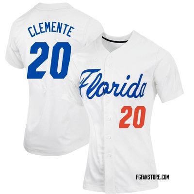 Women's Jake Clemente Florida Gators Replica Full-Button Baseball Jersey - White
