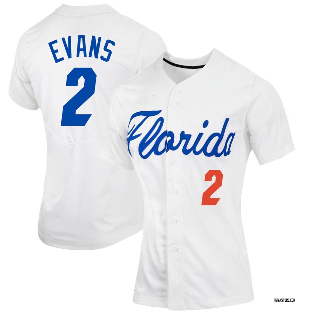 Women's Ty Evans Florida Gators Replica Full-Button Baseball Jersey - White