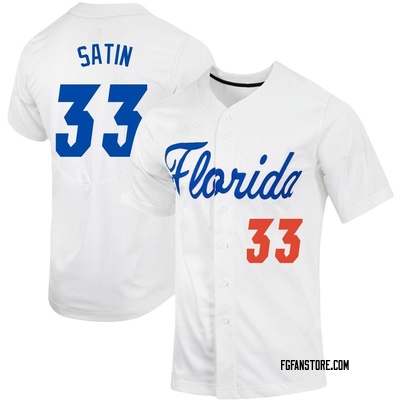 Youth Robert Satin Florida Gators Replica Full-Button Baseball Jersey - White
